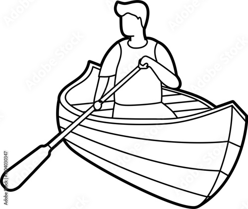 Canoe adventure outline vector