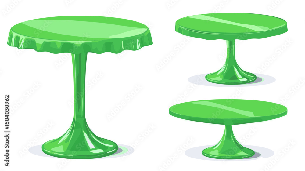 Pixel Art Style Green Round Table Collection with Various Designs for Decoration and Game Assets on White Background Pixel Art Style Green Round Table Collection with Various Designs for Decoration and Game Assets on White Background