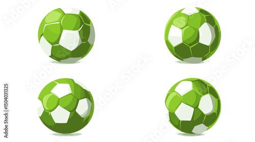 Pixelated Green and White Soccer Balls on White Background Game Sport and Recreational