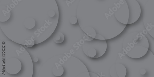 Abstract geometric texture of white paper circles in shining light with soft shadow. Gray abstract. Modern design background for report and project presentation template. Abstract Circular White Paper