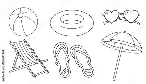 Summer Beach Line art set
