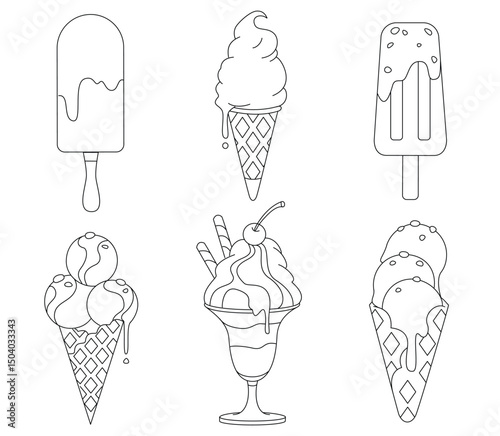 Ice cream Line Art Set