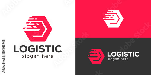 Creative simple logistic logo template. Transport logistic logo of express arrow moving forward for courier delivery or transportation and shipping service. 