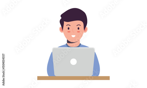 Boy Working on Laptop