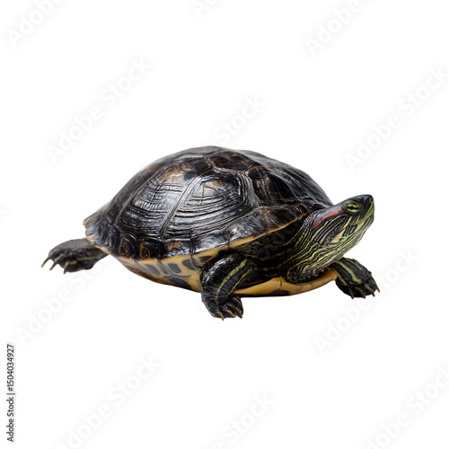 red-eared slider turtle isolated die cut 