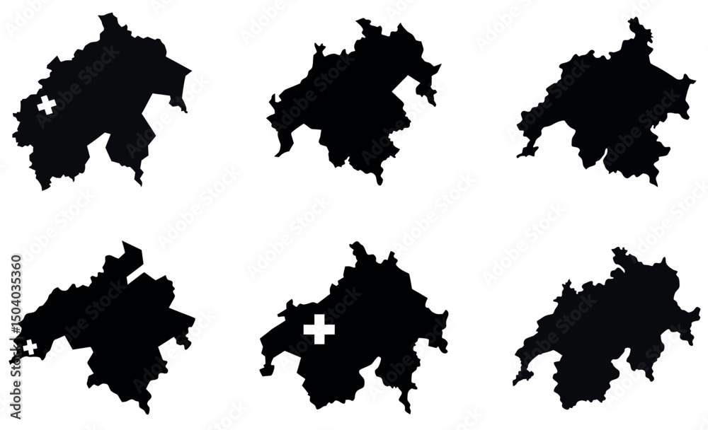 Fototapeta premium High-quality black and white silhouette map of Switzerland