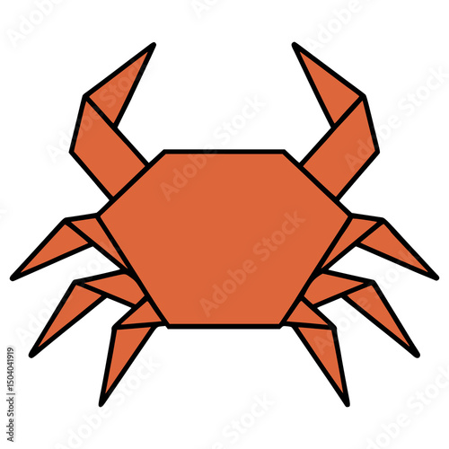 crab origami animal papercraft hobby fun flat color vector illustration template design