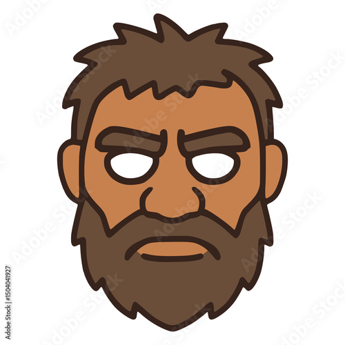 male caveman mask party carnival celebration birthday flat color vector illustration template design