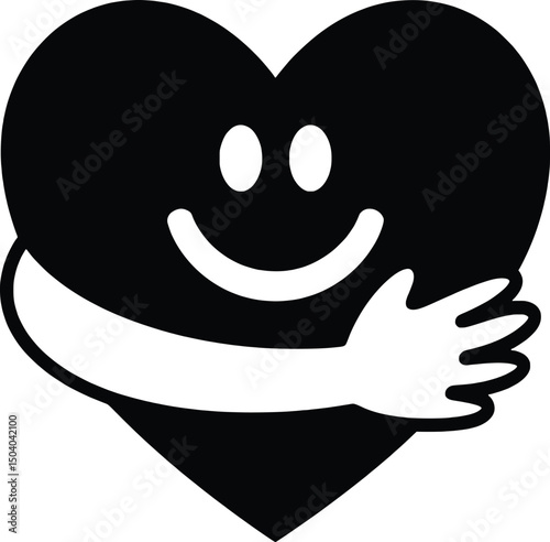 Happy heart receiving a warm embrace love