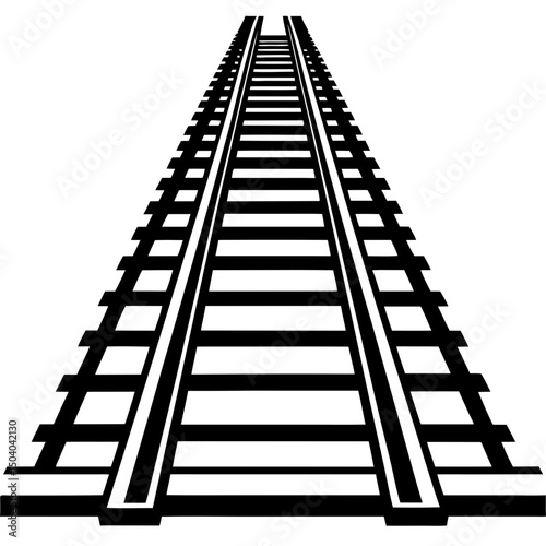 Black and white railroad tracks perspective