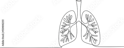 Single line drawing human lungs respiratory system