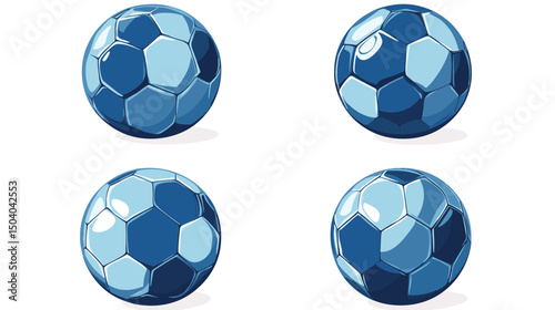 Arrangement of Pixelated Blue Soccer Balls in Digital Art Style on White Background