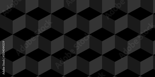 Minimal abstract square vector diamond cube black grid tiles cubic shape backdrop texture. Cubic grid seamless pattern.