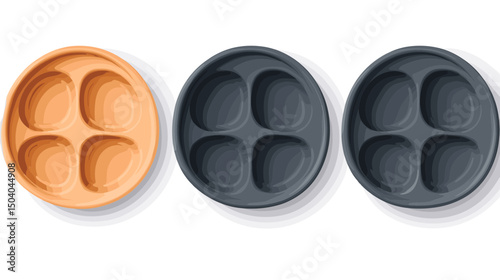 Three Round Multisectional Plates in Beige and Gray Kitchen Essentials