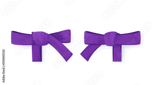 Two Purple Martial Arts Belts in Pixel Art Style Isolated on White Background for Karate and Judo Training