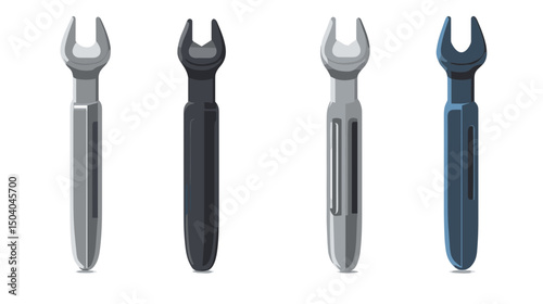 Varied Wrenches in Gray Black and Blue Colors on a White Background Handyman Tools
