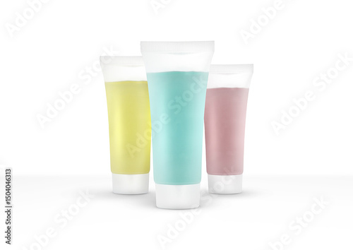 Blank cosmetic tube pack Of Cream Or Gel isolated on white background 