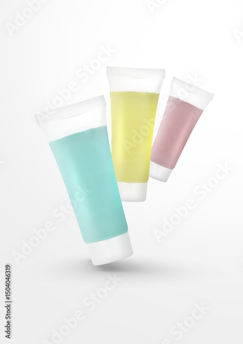 Blank cosmetic tube pack Of Cream Or Gel isolated on white background 