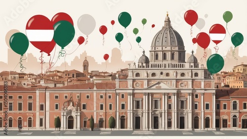 Festa della Repubblica: Flag colors of Italy and Hungary Celebrating Italy's Republic Day