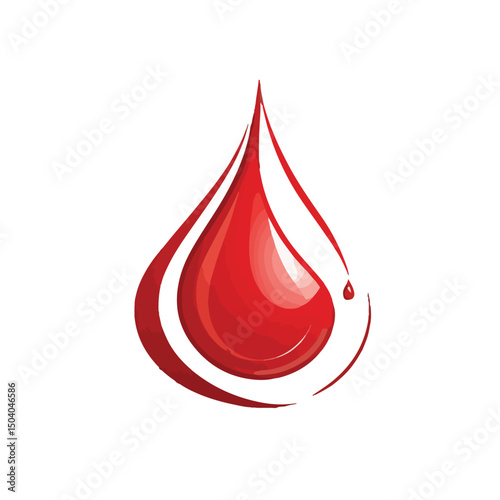 a single flat vector icon of a blood drop in bright red