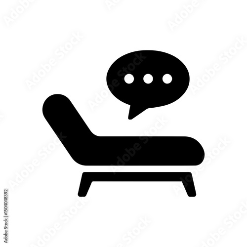 Therapy couch icon with speech bubble and transparent background