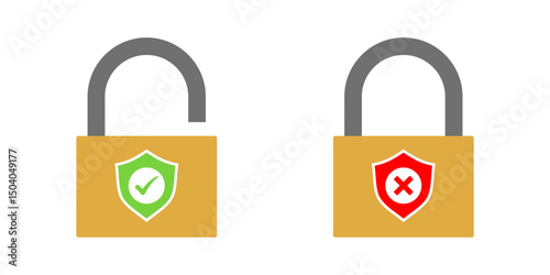 padlock vector icon collection with transparent background, security icon symbol