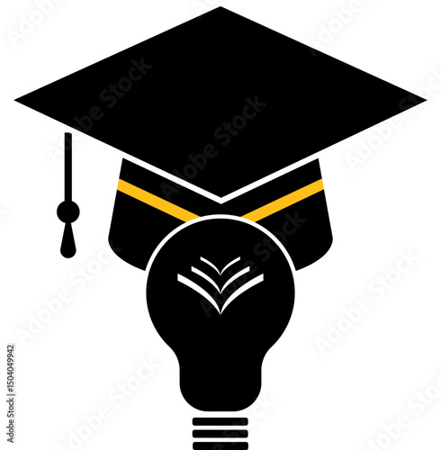 Graduation hat toga cap icon, vector illustration logo