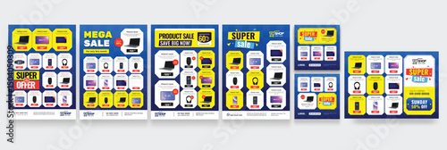 Product catalog flyer, social media post, banner, mega set. catalog square template