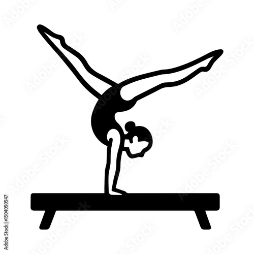 Gymnast on balance beam icon with transparent background artistic gymnastics sport symbol