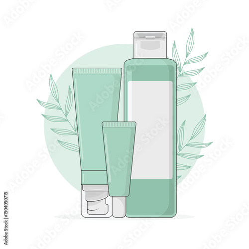 Natural Organic Cosmetic Set Vector Illustration.