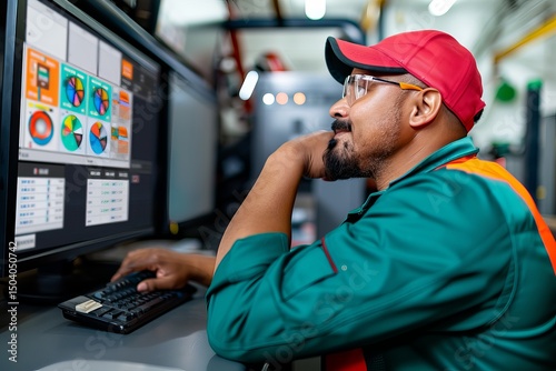 A man is sitting in front of a computer monitor