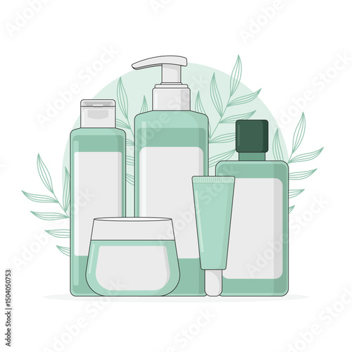 Natural Organic Cosmetic Set Vector Illustration.