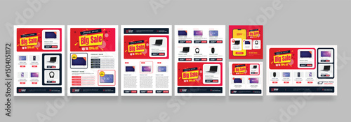 Supermarket product promotion flyer template. Catalog flyer with discounts. Minimalist layout banner for supermarket product catalog