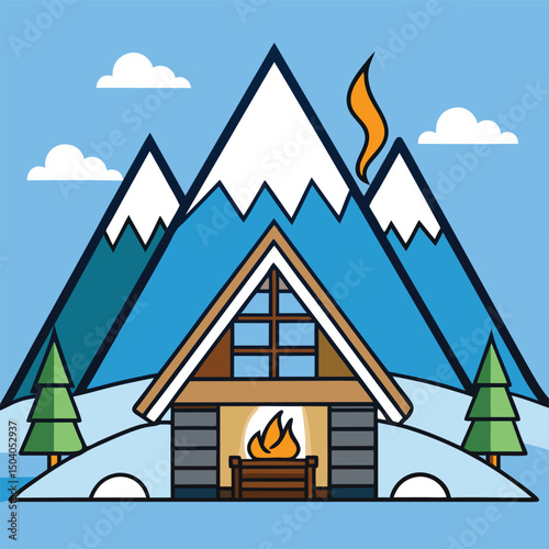 Cozy Cabin Getaway in Snowy Mountains. A Winter Wonderland Escape