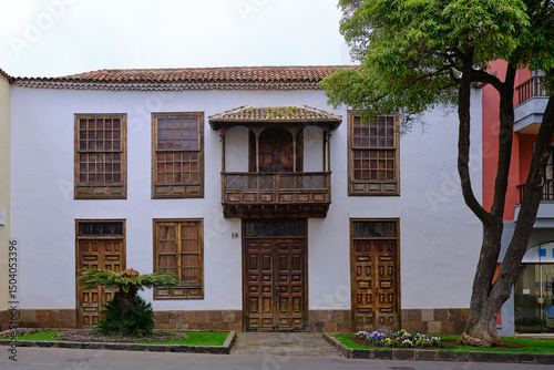 Traditional Canarian House with Wooden Balcony in La Laguna, Tenerife