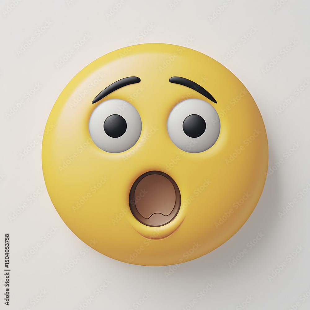 Obraz premium Yellow 3D happy smiley face emoticon icon with a cheerful smile symbol illustration