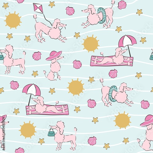 cute and fancy dog ​​pattern design on summer vacation