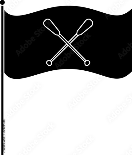 Canoe flag silhouette vector