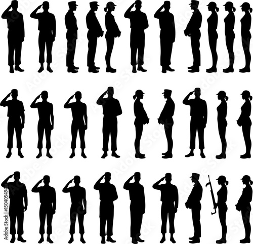 Title: Diverse Soldier Silhouettes vector
