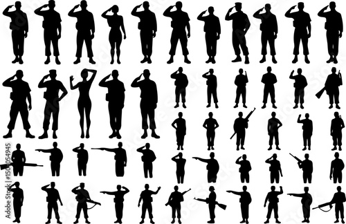 Title: Diverse Soldier Silhouettes vector