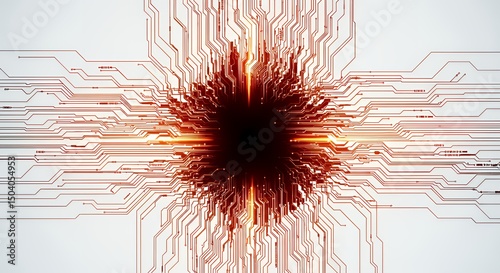 抽象的な回路基板のデザイン、相互に接続された線の複雑なネットワーク