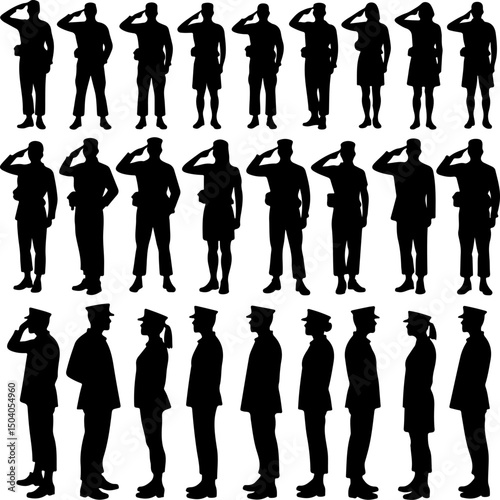 Title: Diverse Soldier Silhouettes vector