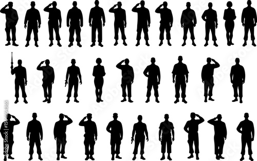 Title: Diverse Soldier Silhouettes vector