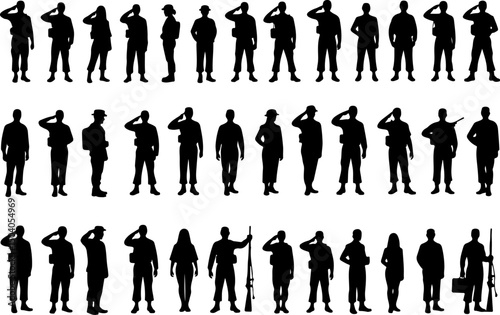 Title: Diverse Soldier Silhouettes vector