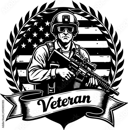 American Army Soldier Team Silhouette with Rifles vector