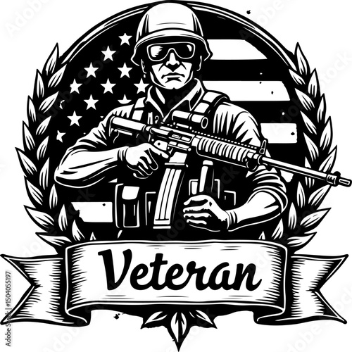 American Army Soldier Team Silhouette with Rifles vector