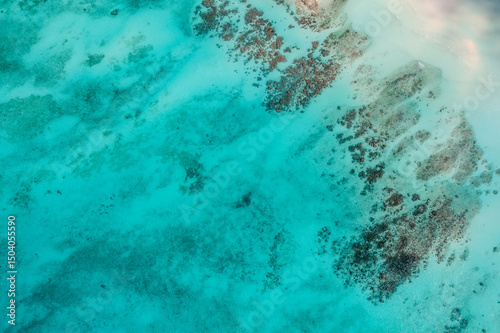 Fototapeta Naklejka Na Ścianę i Meble -  Aerial View of Fulhadhoo Island – Stunning Turquoise Waters and Reef