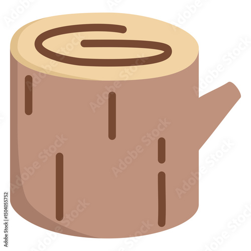 Wood log vector illustration. Wood flat icon.