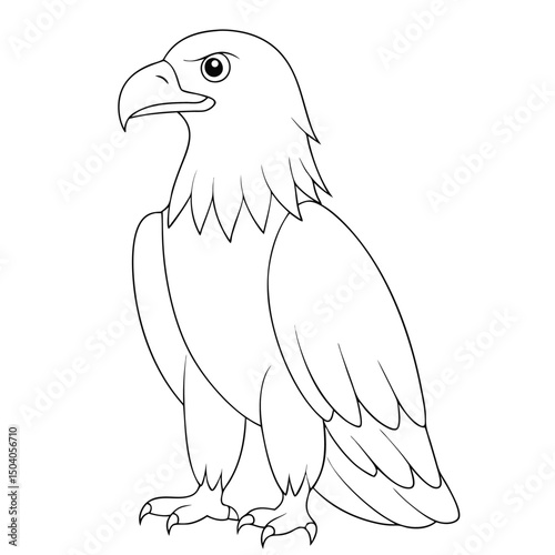Cartoon eagle poses with an outline, showcasing its majestic features in a simplified manner