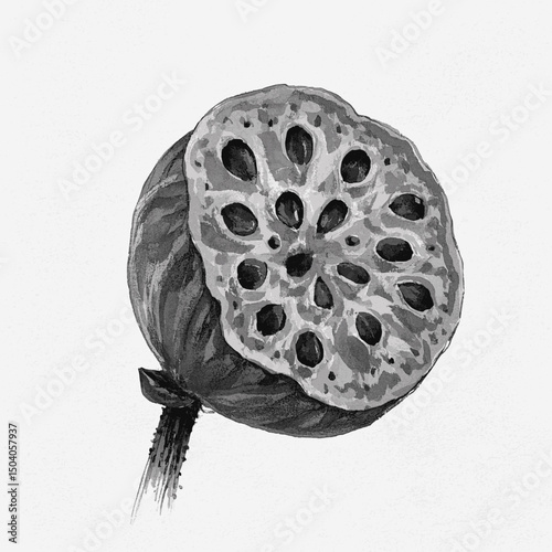 Gentle Harvest: Lotus in Fluid Layers lotus seed isolated watercolor vector illustration svg